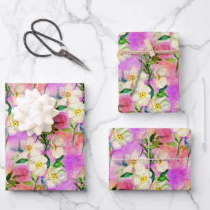 Rosa Rose Aquarellpapier Geschenkpapier Set