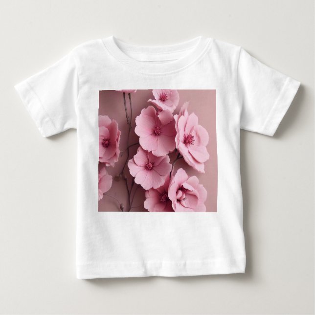 Rosa Rose Ästhetisches Blumenmuster Baby T-shirt (Vorderseite)