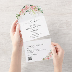 Rosa Rose auf einer Hochzeitsreise All In One Einladung
