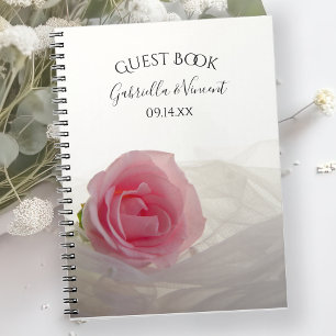 Rosa Rose auf weißer Hochzeit Notizblock
