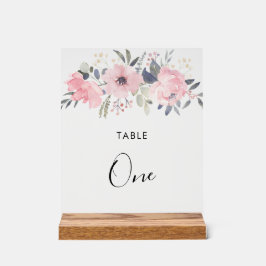 Rosa Rose aus der Blüte Rustikale Foliage Tischnum Acrylschild