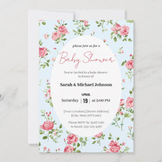 Rosa Rose Baby Dusche Einladung