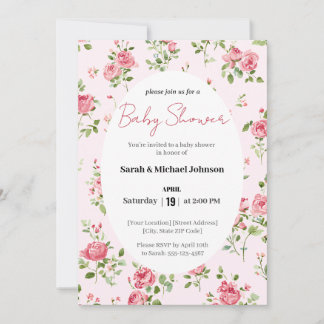 Rosa Rose Baby Dusche Einladung