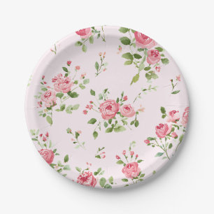 Rosa Rose Baby Dusche Pappteller