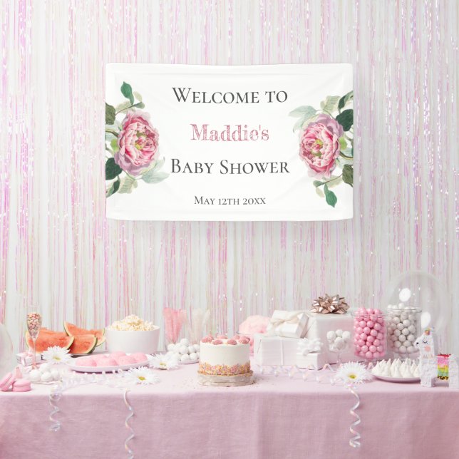 Rosa Rose | Babydusche Begrüßung Banner (Party)