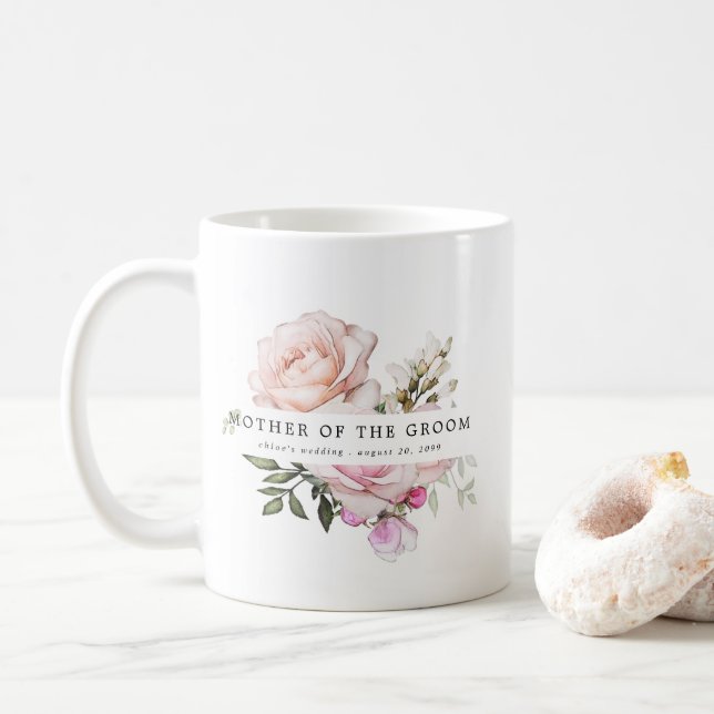 Rosa Rose Bläsermutter am Boden Kaffeetasse (Mit Donut)