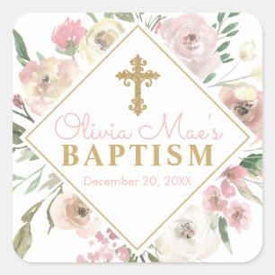 Rosa Rose Blooms Girl BaptisSquare Stickers