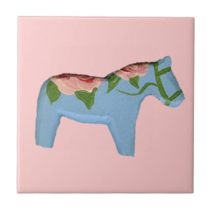 Rosa Rose Blue Horse Tile Fliese