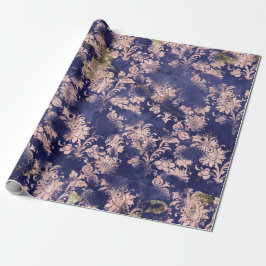 Rosa Rose Blue Navy Blume Grungy Hütte Shabby Geschenkpapier