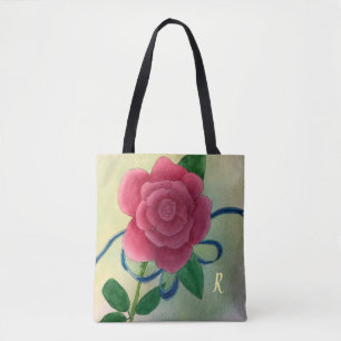 Rosa Rose Blue Ribbon Watercolor Monogram