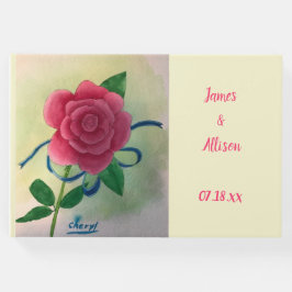 Rosa Rose Blue Ribbon Wedbook Gästebuch