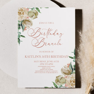 Rosa Rose Blume Geburtstag Brunch Party Einladung