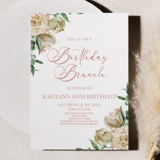 Rosa Rose Blume Geburtstag Brunch Party Einladung