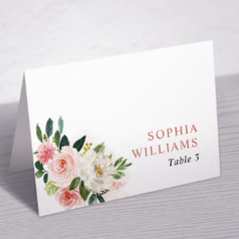 Rosa Rose Blume Hochzeitskarte in Rosa Rosa Tischnummer