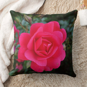 Rosa Rose Blume und grüne Blätter Foto Kunst Kissen
