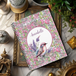 Rosa-Rose-Blumen-Scroll-Spiral-Notebook Notizbuch