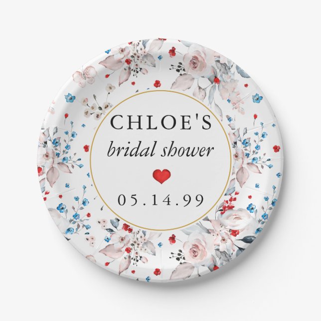 Rosa Rose Blumenblume Brautparty Pappteller (Vorderseite)