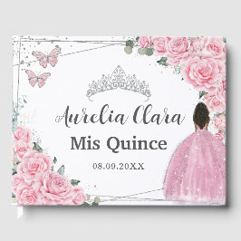 Rosa Rose Blumenbraun Prinzessin Silver QUINCEAÑER Gästebuch