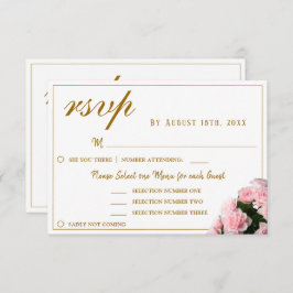 Rosa Rose Blumenmenü Auswahl RSVP Karte