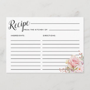 Rosa Rose Blumenmuster Brautparty Rezept Karte