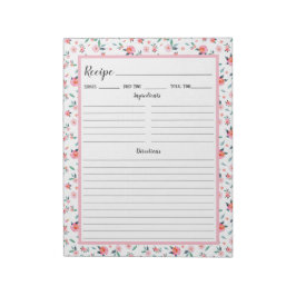 Rosa Rose Blumenmuster Rezept Notizblock