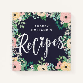 Rosa Rose Blumenrahmen Rezepte Notizbuch