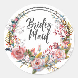 Rosa Rose Blumenreath Wedding Bridesmaid Sticker