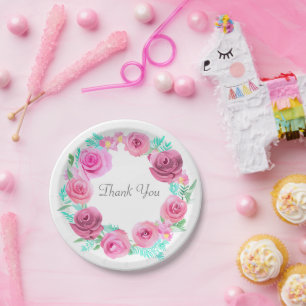 Rosa Rose Blumenregen Pappteller