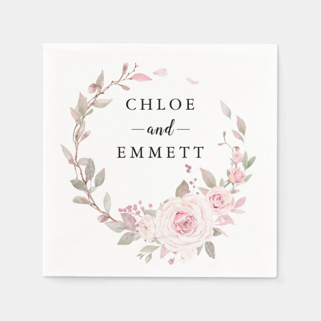 Rosa Rose Blumenregen Serviette (Vorderseite)