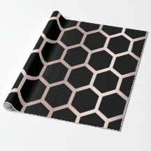Rosa Rose Blush Black Geometry Honeycomb Hexagon