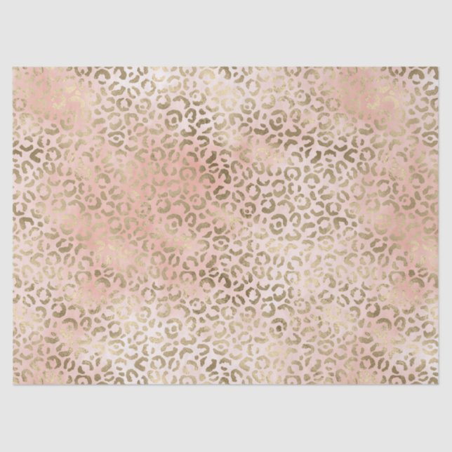 Rosa Rose Blush Gold Leopard Print Seidenpapier (Vorderseite)