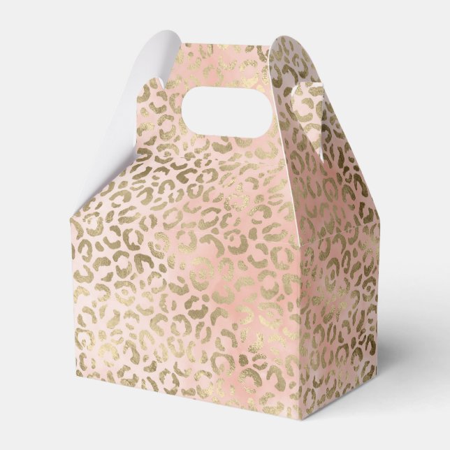 Rosa Rose Blush Gold Leopard Tierwerbung Geschenkschachtel (Vorderseite)
