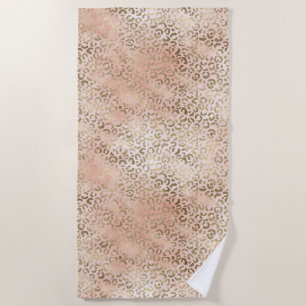 Rosa Rose Blush Gold Leopard Tierwerbung       Strandtuch