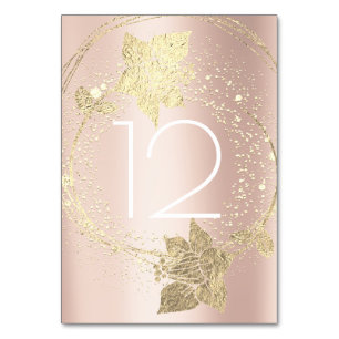 Rosa Rose Blush Goldrausch Vertikale Tischnummer