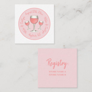 Rosa Rosé Blush Wine Glass Hochzeitsstich Brautpar Begleitkarte