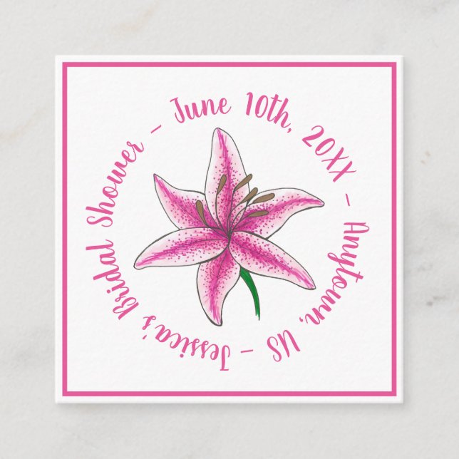 Rosa Rosé Blush Wine Glass Hochzeitsstich Brautpar Begleitkarte (Vorderseite)