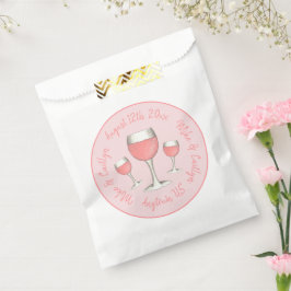 Rosa Rosé Blush Wine Glass Hochzeitsstich Brautpar Geschenktütchen