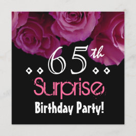 Rosa Rose Bouquet 65. Überraschung Geburtstag S001 Einladung