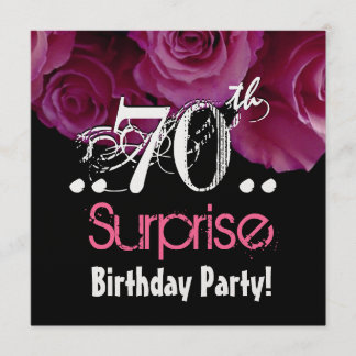 Rosa Rose Bouquet 70. Überraschung Geburtstag Meta Einladung