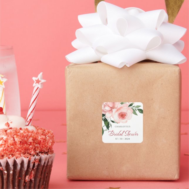 Rosa Rose Brautparty Quadratischer Aufkleber (Party)