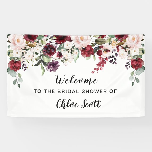 Rosa Rose Brautparty Willkommen Banner (Horizontal)