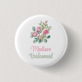 Rosa Rose Bridesmaid Blumenknopf Button