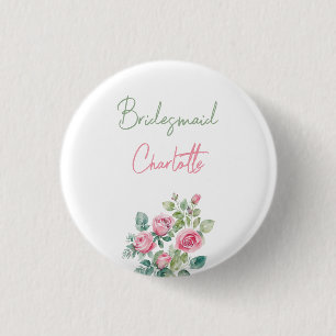 Rosa Rose Bridesmaid Brautparty Button