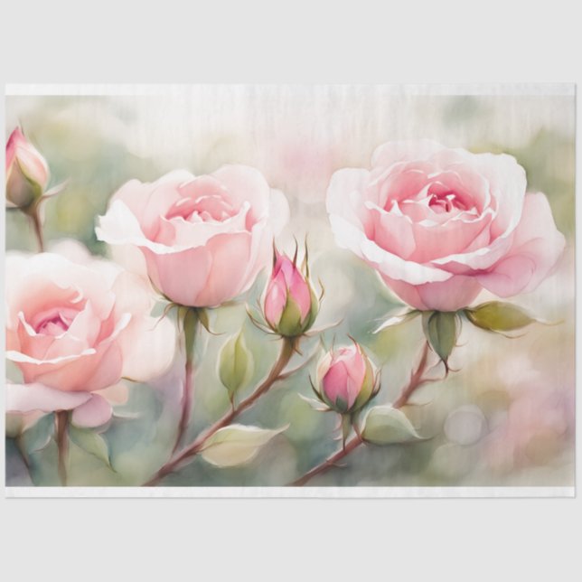 Rosa Rose Dekoupage Tissue Paper Seidenpapier (Vorderseite)