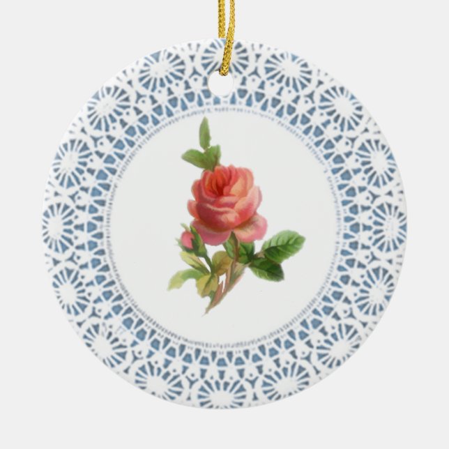 Rosa Rose Doily Style Ornament (Vorne)