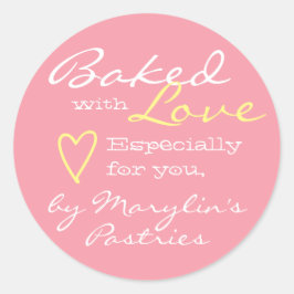 Rosa Rose Einfach aus Liebe Herz Pastel Runder Aufkleber