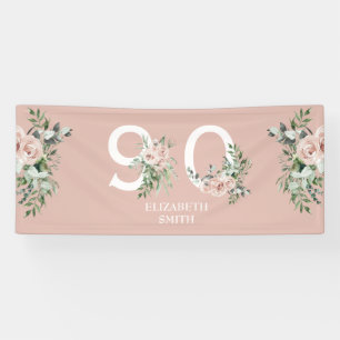 Rosa Rose Elegant 90. Blush Geburtstagsparty Banner