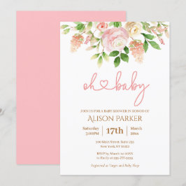 Rosa Rose Elegante Girl Girl Babydusche Einladung