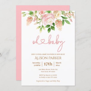 Rosa Rose Elegante Girl Girl Babydusche Einladung