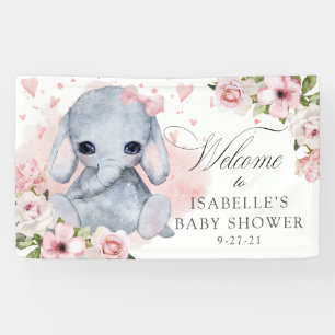 Rosa Rose Elephant Babydusche Hintergrund Banner